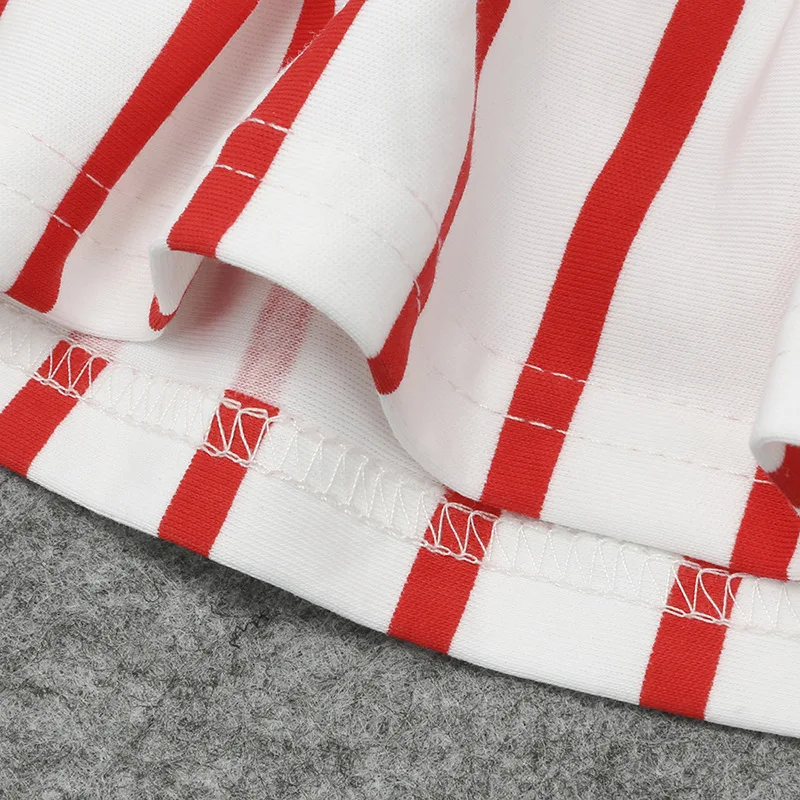 Детские красные платья в полоску с Санта-Клаусом для девочек от 18 месяцев до 5 лет