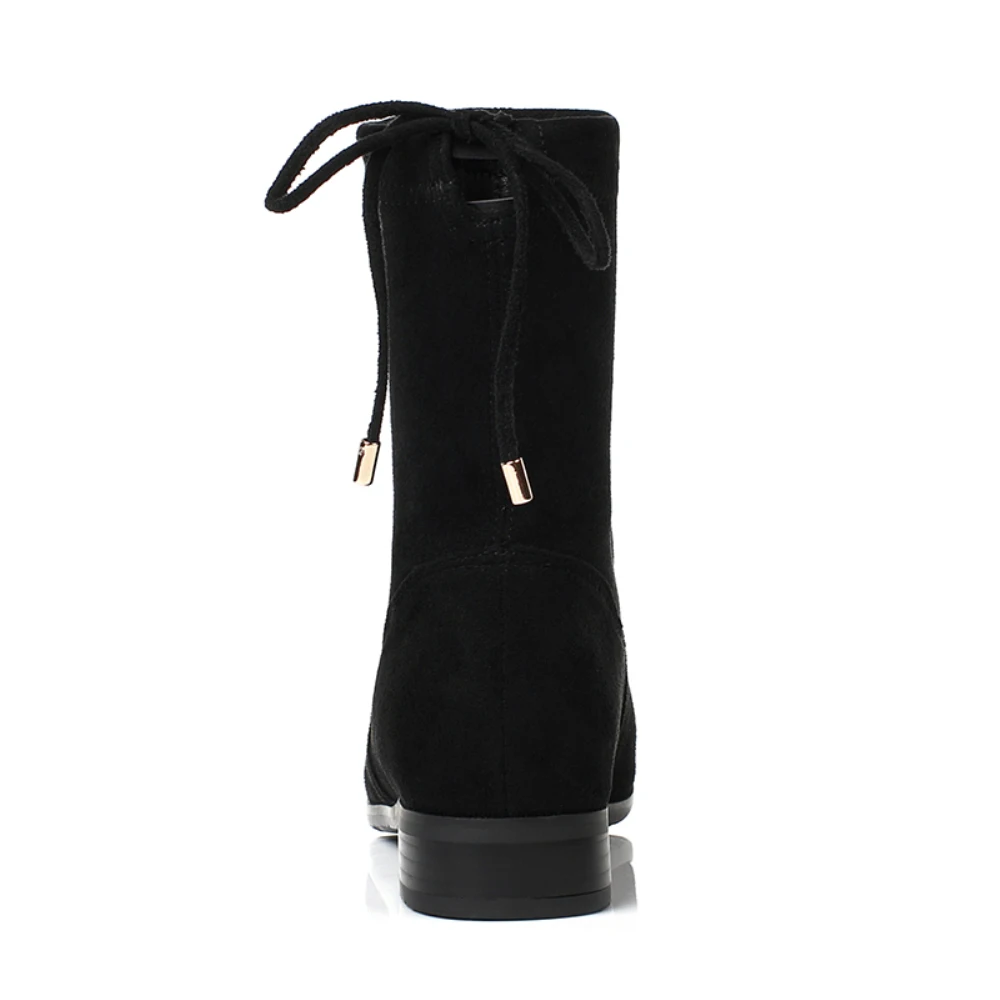 New Ankle Women Boots Wild Korean Version Soft Leather Elastic Fabric Spring Autumn Winter Martin Socks | Обувь