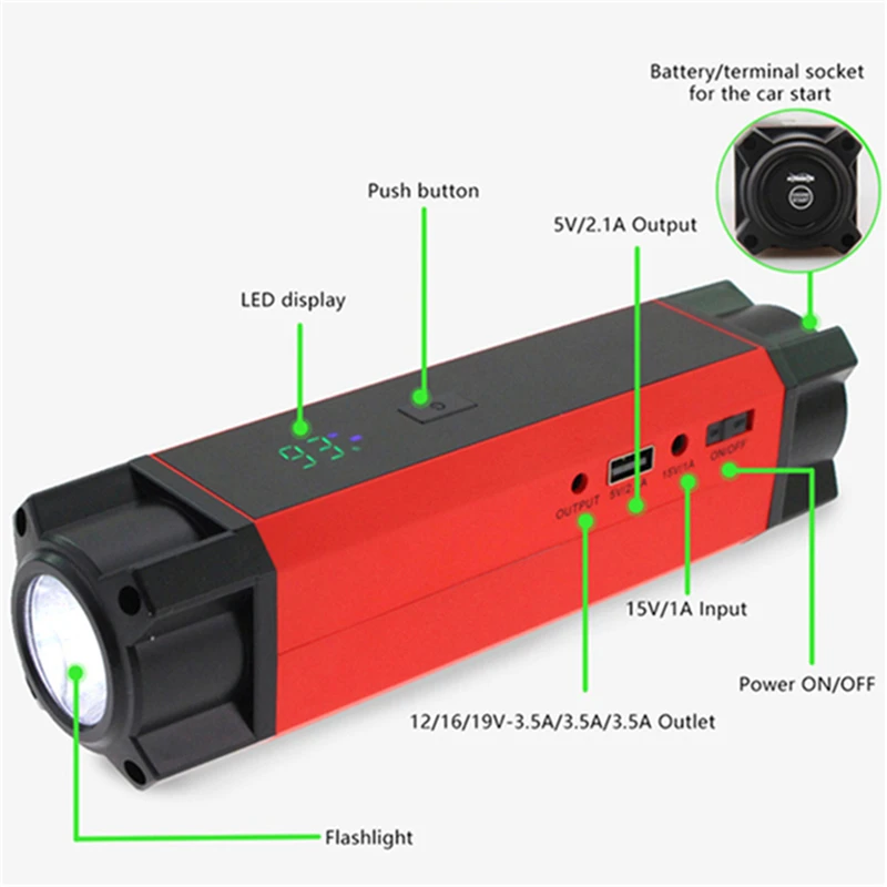 Пусковое устройство для автомобиля 1000A пиковый ток мощный внешний аккумулятор