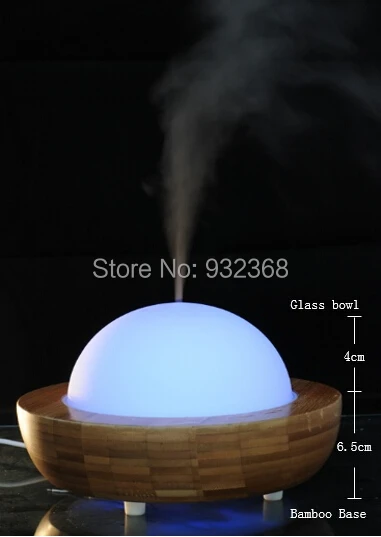 Aromatherapy Diffuser Ultrasonic Humidifier Nebulizer Essential Oil Glass Cover &amp Bamboo Bottom | Бытовая техника