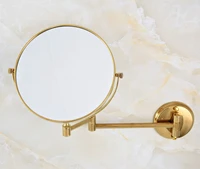 gold color brass bathroom shaving beauty makeup magnify mirror dual side wall mounted bathroom accessory mba632
