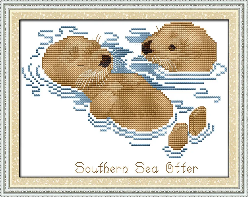 Морские выдры счетный крест строчка 11CT напечатанный ручной работы набор вышивки