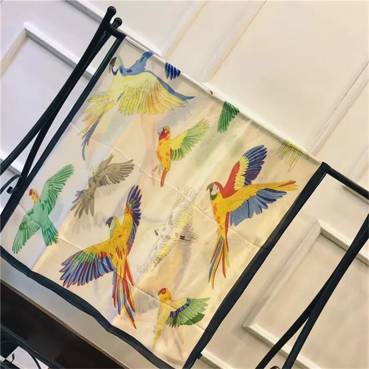 

Canary Bird Summer bufanda mujer Thin Sunscreen women Scarf Female Beach wheel print Simulation Silk foulard hijab Scarf Shawl