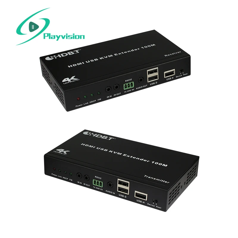 baratas Playvision Hdbaset Hdmi Usb Kvm Extensor 100m Sobre Cat5e/cat6 Suporte Hdmi2.0 Hdcp2.2 Usb2.0 4k Ir Rs232