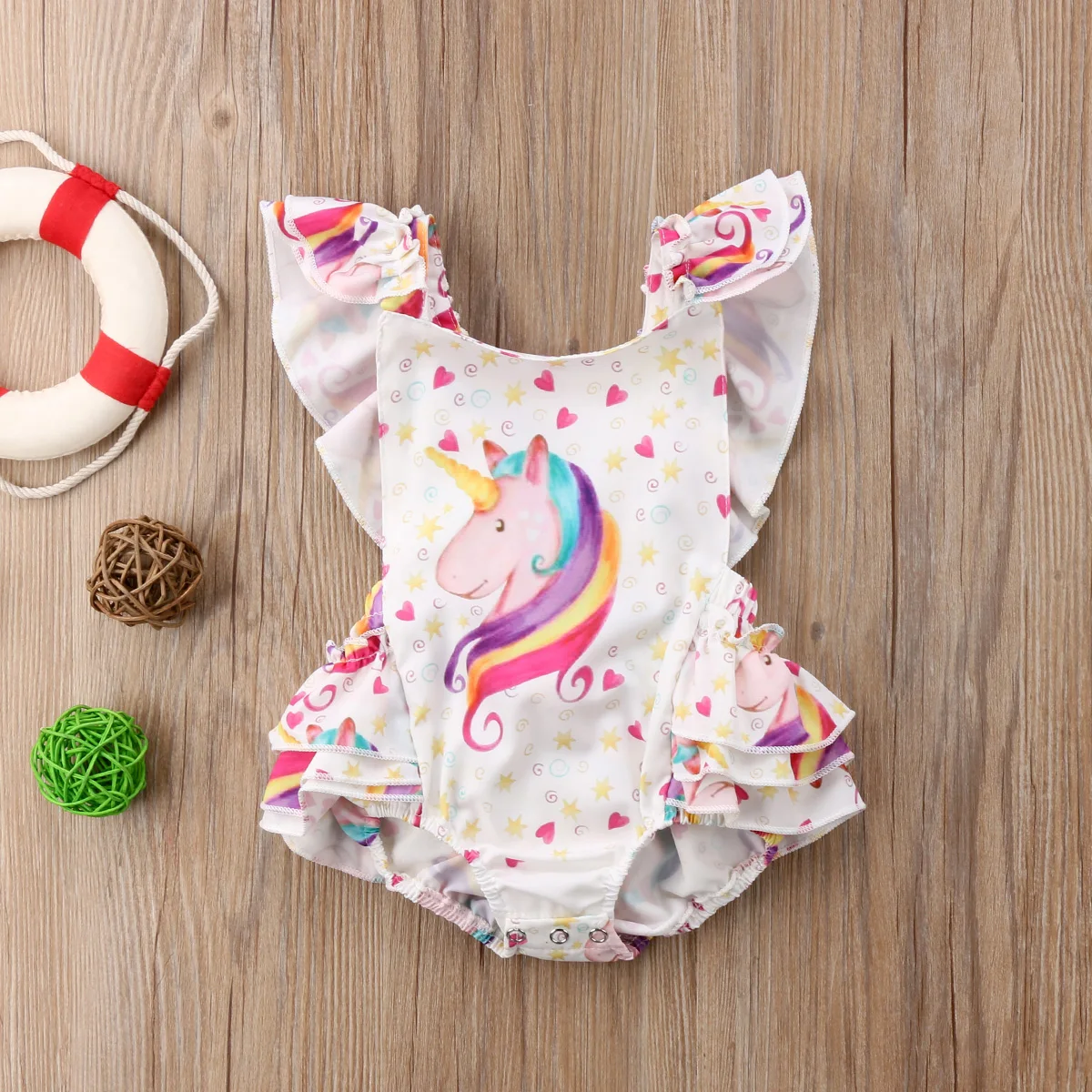 Детский комбинезон с открытой спиной единорогом|infant girl clothing|rompers newbornnewborn |