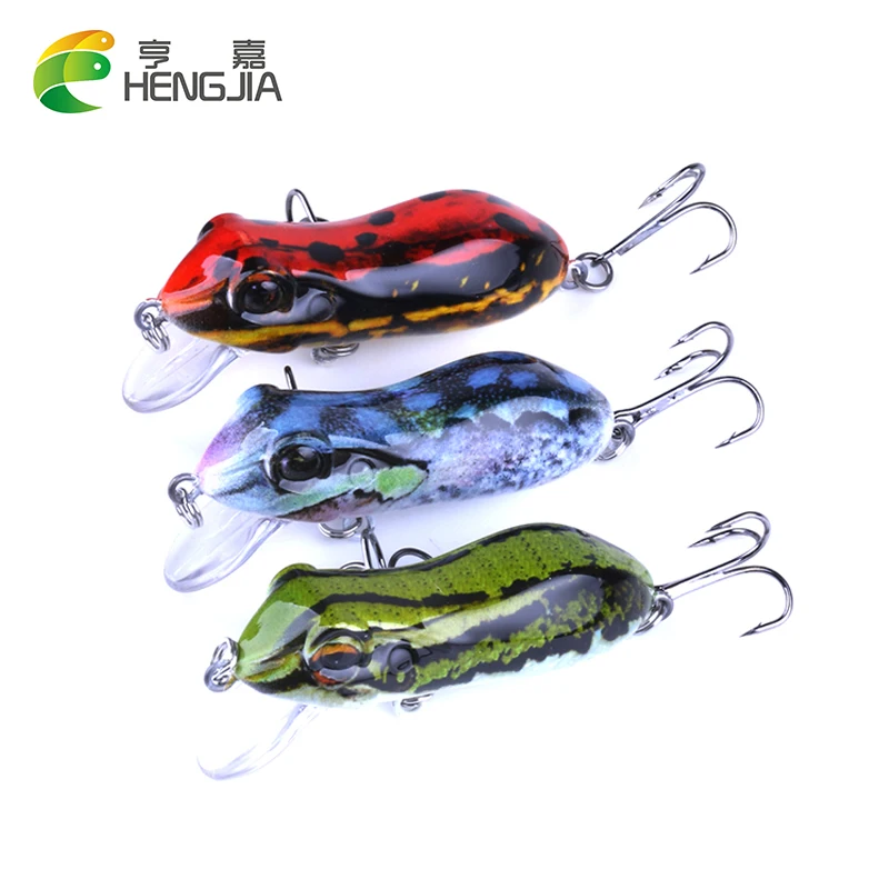 

HENGJIA 6cm 10g Fishing Lure Set Pesca Plastic Frog Fishing Wobblers with Tackle Box Top Water Arificial Bait