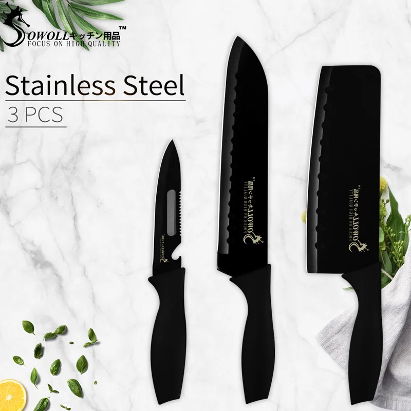 Type 2 Sowoll Нержавеющая сталь разделочная Nakiri Santoku Многофункциональный кухонный нож мульти-функциональное блюдо зажим с завязкой сзади; пресс-форм Кухня 5 шт./компл - Цвет: Type 2
