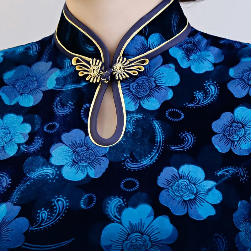 Модные женские туфли 'размеры s и m ini Cheongsam Весна новое поступление китайский Стиль велюр элегантное платье Qipao Vestidos Размеры s m L XL XXL XXXL 4XL