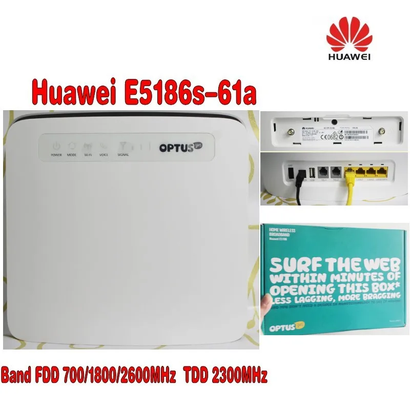 Huawei E5186s-61a Cat6 300Mbps Mobile Router Support LTE FDD 700/1800/2600Mhz TDD2300Mhz + 4G Antenna