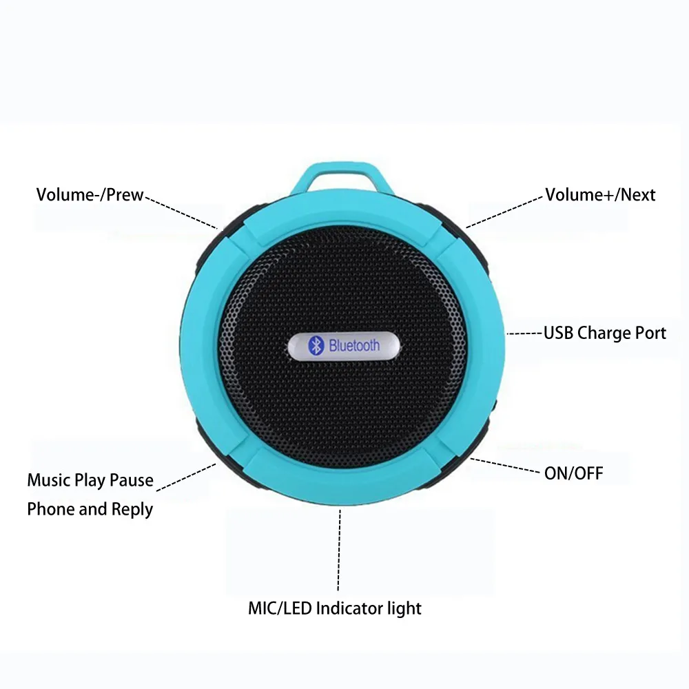 Мини Bluetooth динамик, портативный водонепроницаемый беспроводной динамик с громкой связью для путешествий на открытом воздухе