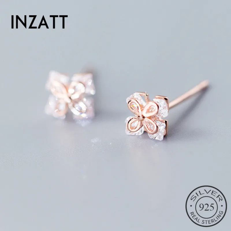 INZATT Настоящее серебро 925 проба Цветок Симпатичные серьги гвоздики для милых