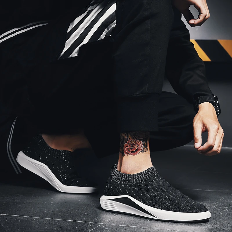 2018 летние мужские кроссовки для бега сетчатые носки слипоны спортивная обувь