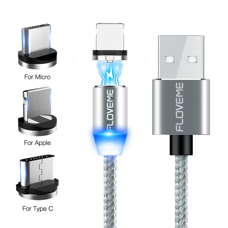 FLOVEME 2A Магнитный зарядный кабель для быстрой зарядки Micro usb type C кабель для освещения USBC/type-C кабель для iPhone samsung