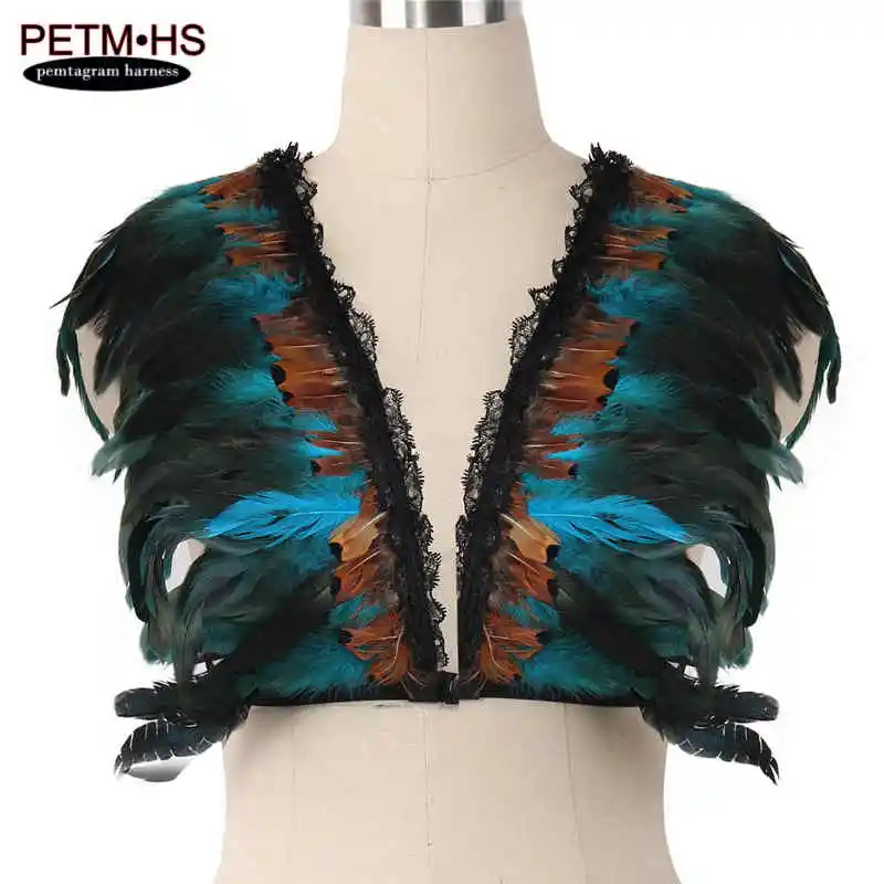 Style O0311 Цвет перьевые эполеты Бюстгальтер плечевой крылья BurningMan танцевальных фестивалях восторженные одежда стимпанк готический организм нижнего белья - Цвет: Style O0311