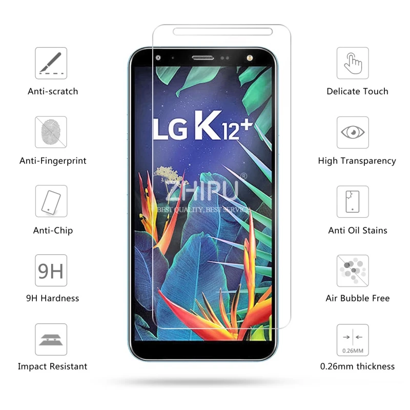 Закаленное стекло для LG K12 Plus Защитное экрана 2.5D 9 H закаленное премиум класса + 5 7
