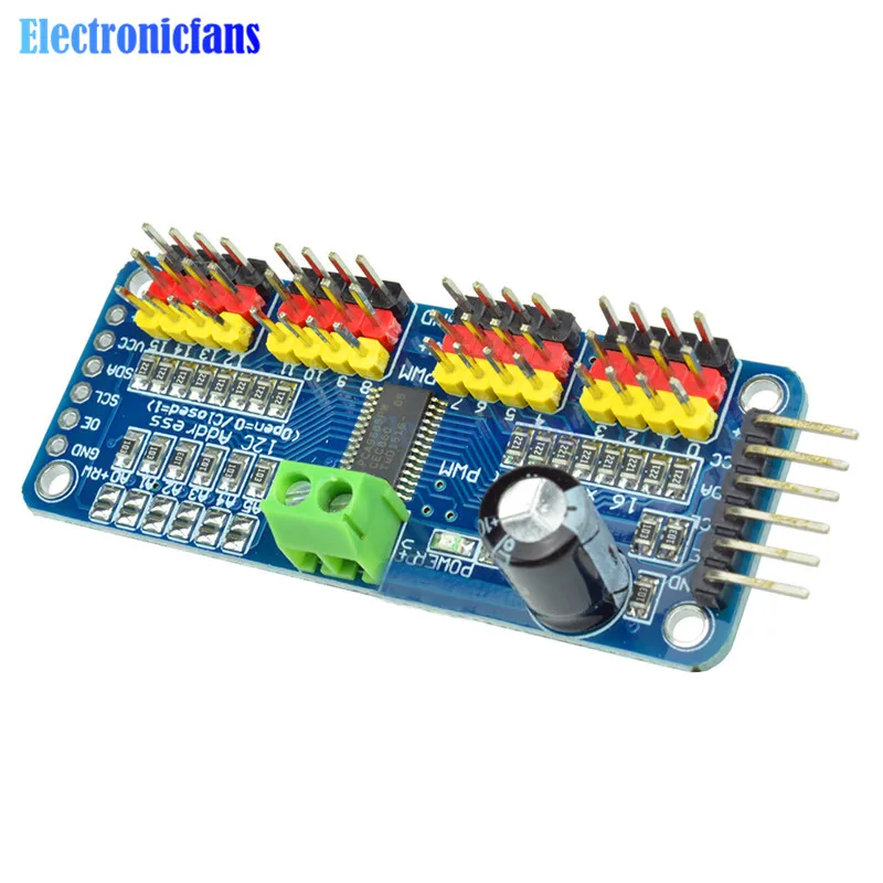 I2C 16 каналов сервопривод модуль PCA9685 для Arduino Raspberry Pi 12 битов ШИМ робот Servo Щит 5- 10 В