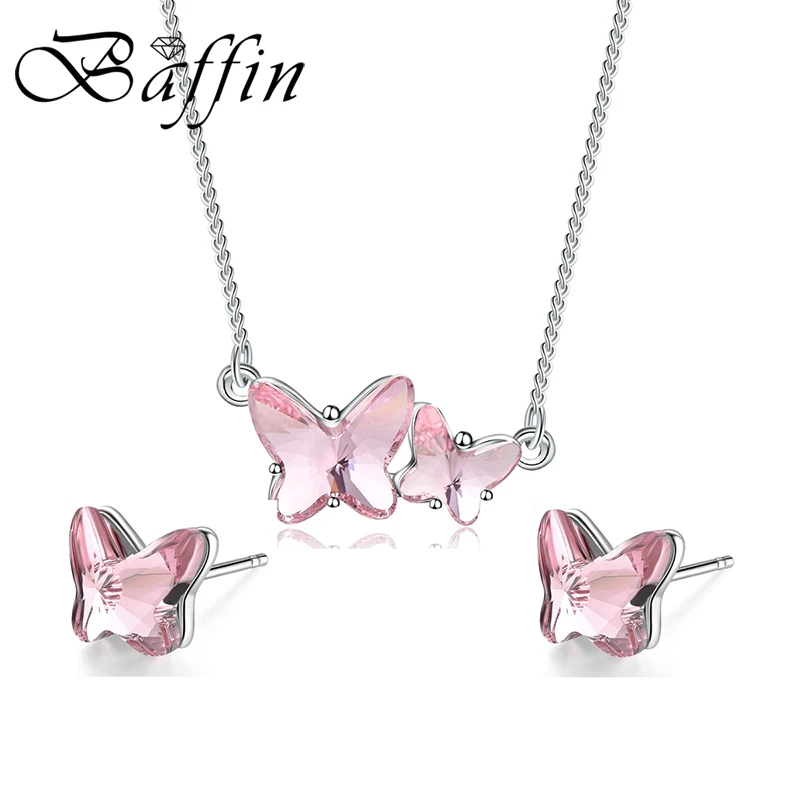 Женский ювелирный комплект из колье и серёг в виде бабочки|Ювелирные наборы| |