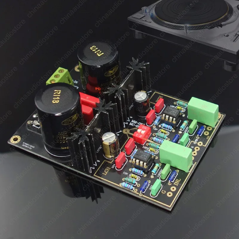 V2 мм MC проигрыватель Phono предусилитель на основе двойного Phono предусилителя, мм/MC переключаемый, обновляемый OPAMP, собранный