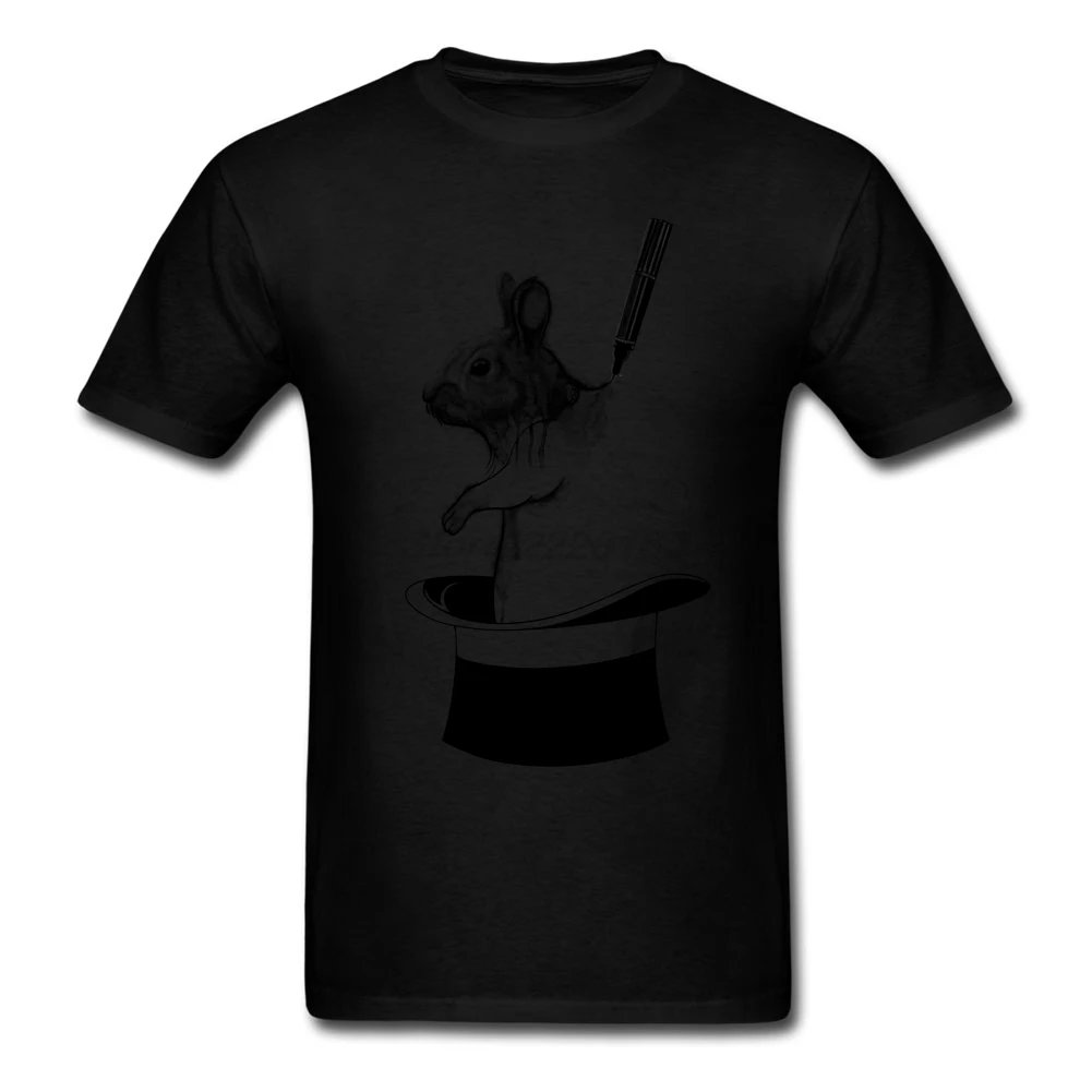 Мужская футболка в стиле панк с принтом кролика 100% хлопок|black tee|men t-shirttee black |