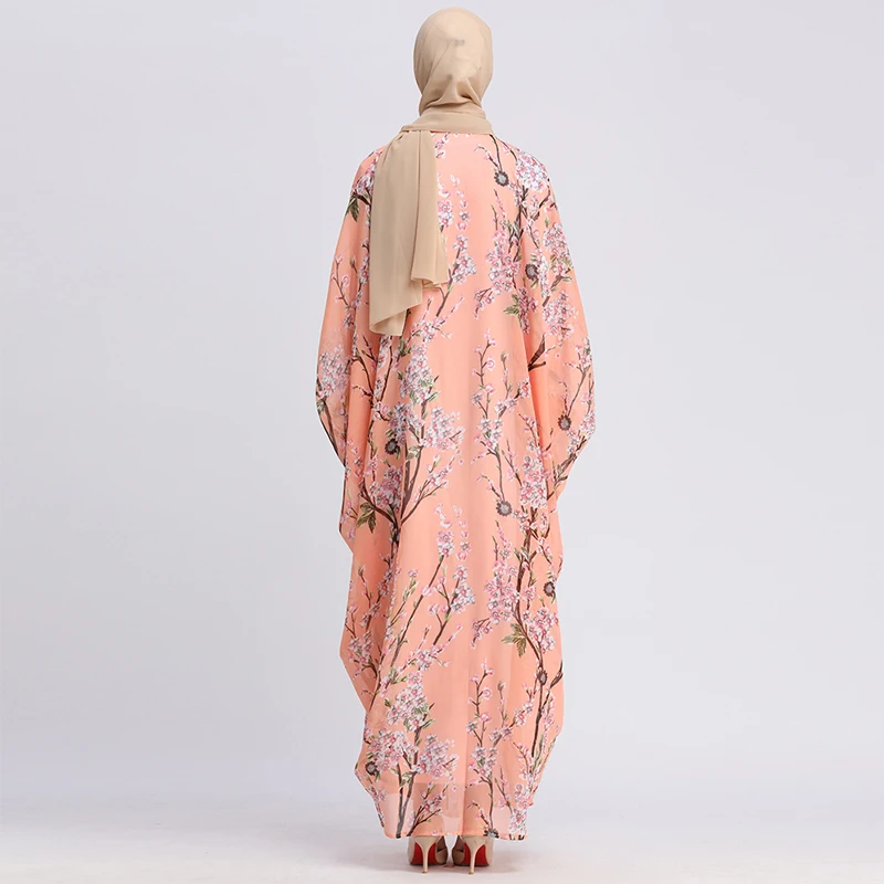Абая Дубай кафтан ислам длинный летучая мышь цветочный кардиган мусульманский