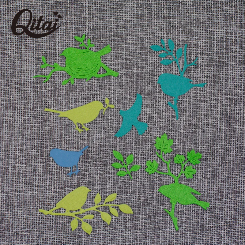 qjing 8 шт. птицы, цветы и листья украшения для дома DIY Скрапбукинг режущие штампы металлический материал штампы D198