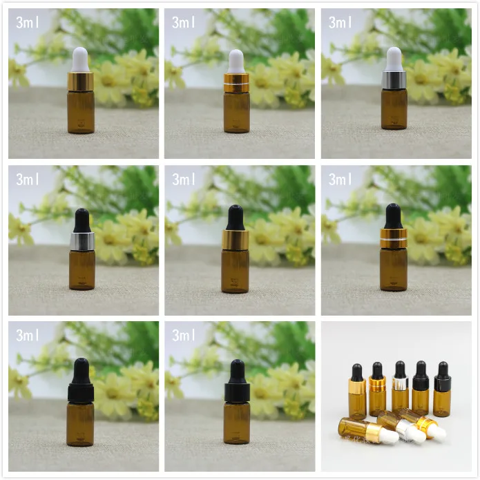 

3ML brown glass dropper Glass Amber Cosmetic Perfume Dropper Pipette Bottle, Empty Essential Oil Serum Refillable Brown Vials,