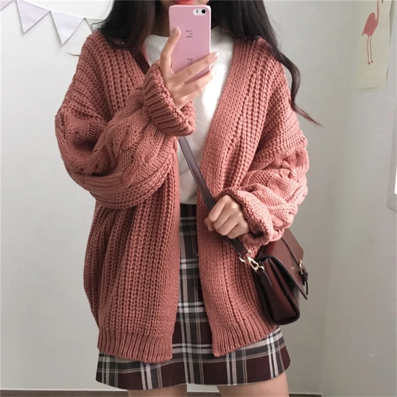 Женский трикотажный кардиган с V образным вырезом и длинным рукавом|sweater top|warm