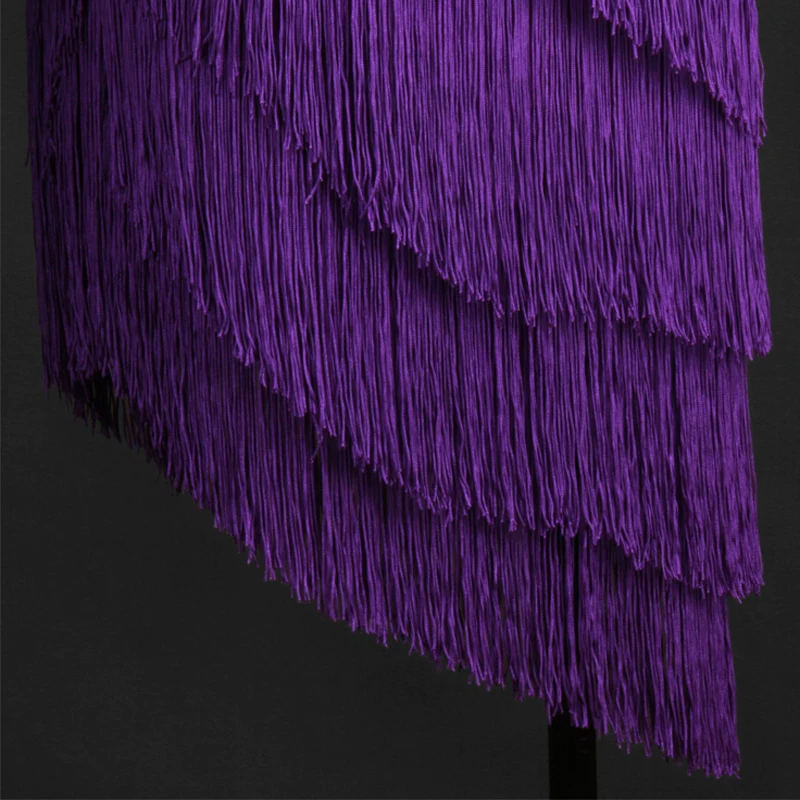 Фиолетовое платье для латиноамериканских танцев с бахромой женское Одежда