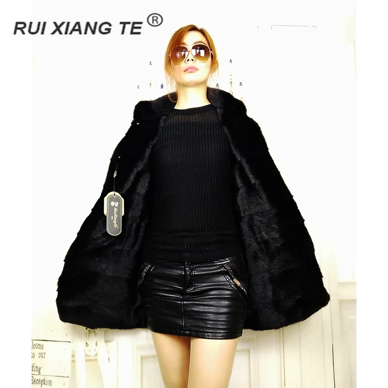 RuiXiangTe women real mink fur vest natural jacket two side wear with feather | Женская одежда