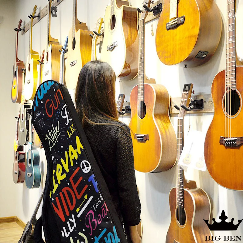 

Music headphone pattern electric guitar bag thicken prevent shock proof waterproof 600D guitar straps bag fashion rock case