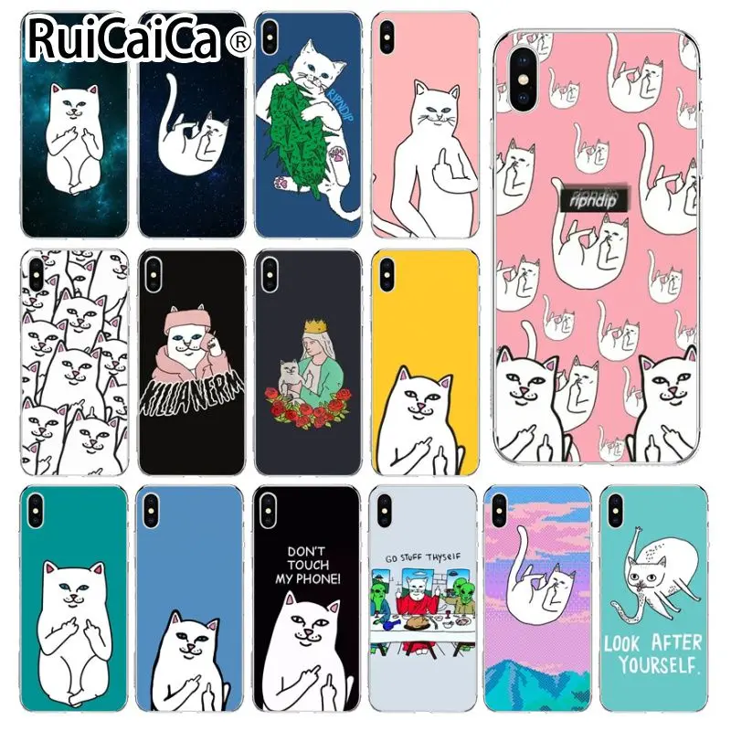Ruicaica Art средний палец кошка ТПУ Мягкий силиконовый чехол для телефона iPhone X XS MAX 6 6s