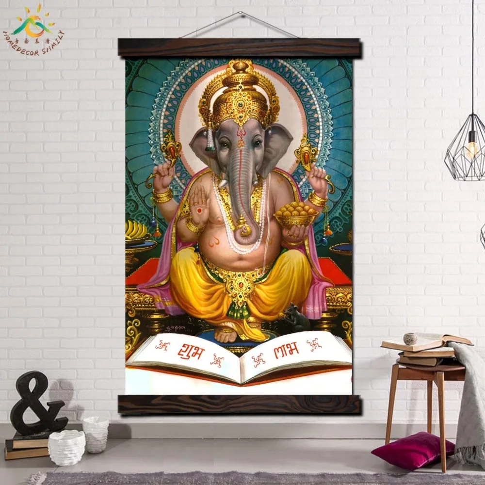 

Ivory Buddha God Single Modern Wall Art Print Pop Art Picture And Poster Solid Wood Hanging Scroll Canvas Painting Home Decor