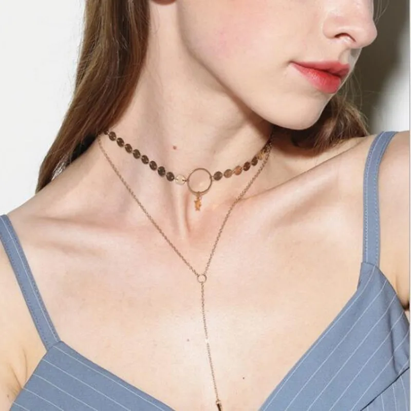 Ожерелье тимли N013 ожерелье ручной работы в стиле панк звезды с блестками и