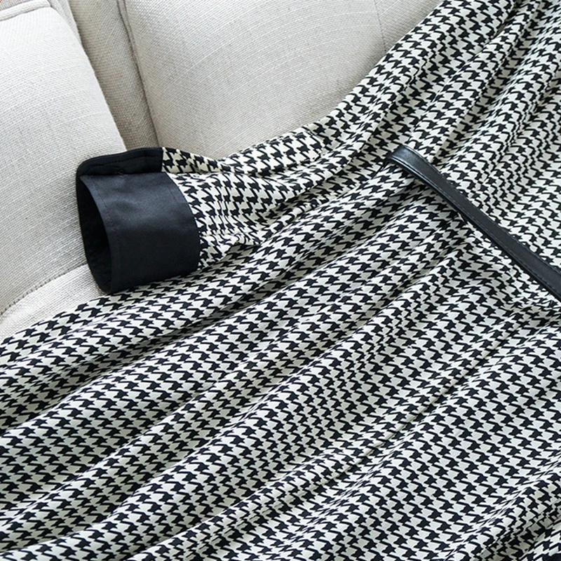 Платье женское длинное из 100% шелка с принтом и отложным воротником длинным