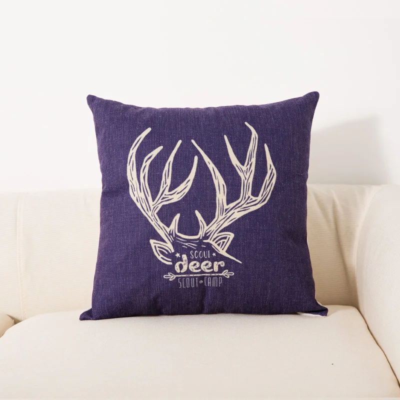 Наволочка из хлопка и льна с изображением оленя двухсторонняя наволочка