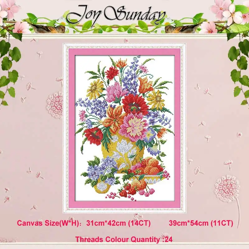 The colorful flowers Пион Лилия тюльпан цветок мака розы Счетный 11CT 14CT Набор для вышивания крестиком DIY DMC Набор для вышивания крестиком рукоделие домашний декор - Цвет: The colorful flowers