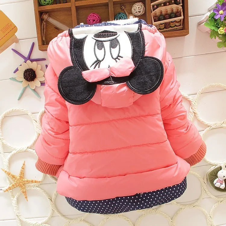 Новые детские пальто Minnie Baby зимние пальто для девочек пальто с длинным рукавом теплая зимняя куртка для девочки утолщенная с капюшоном