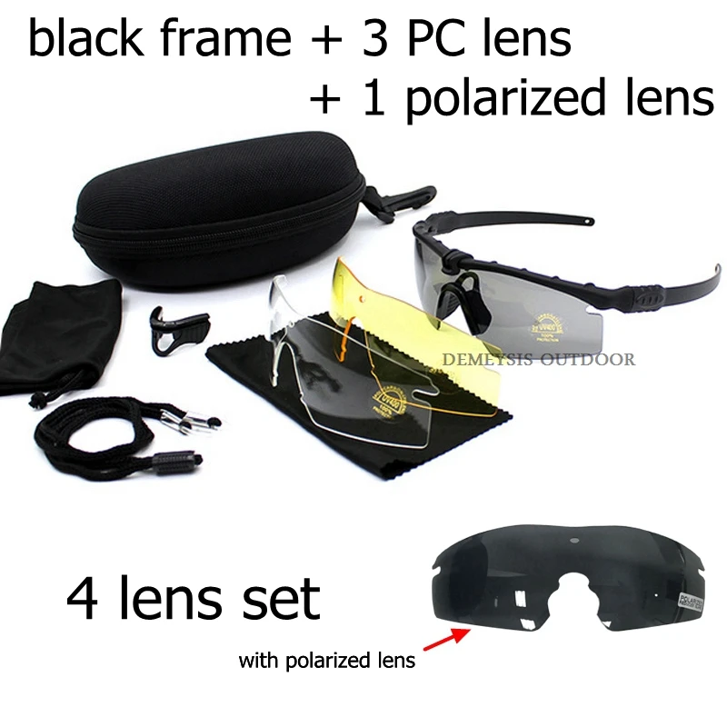black polarized 4len Тактические поляризационные очки мужские прогулочные солнцезащитные очки военные для игры в страйкболл, войнушки очки охотничьи походные поляризованные очки - Цвет: black polarized 4len