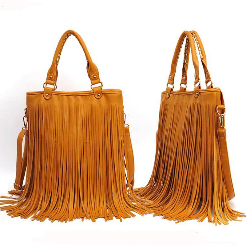 2016 Горячая женская летняя замшевая кожаная сумка с бахромой сумки кисточкой