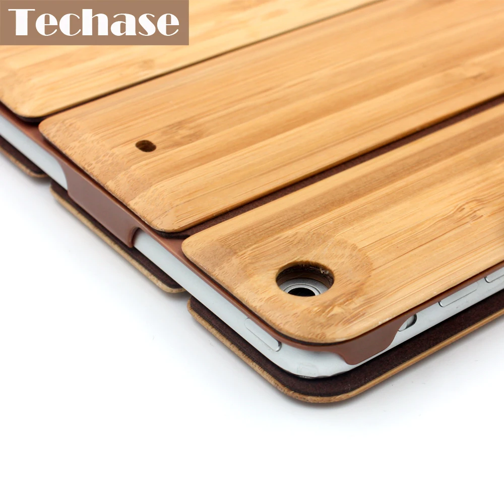 Techase Планшеты чехол для iPad 2 3 4 Case Bamboo Защитная крышка для iPad Mini 1 2 3 складные авто держатели для планшета для iPad Air