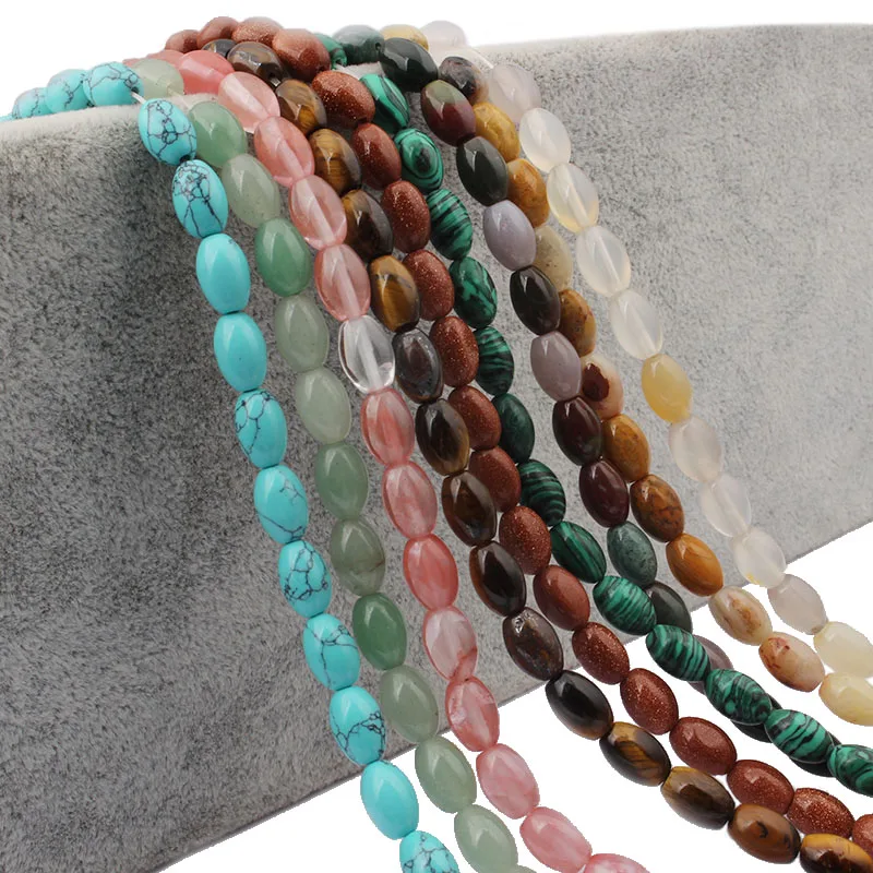 

44pcs/string 6*9mm Olive Shape Natural Stone Beads for Jewelry Making Tiger Eye Stone DIY Bracelets Accessories