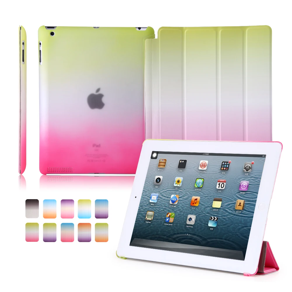 Чехол для Ipad 2 3 4 Чехол, красочные Радуга Smart Cover Coque чехол для IPad 4, защитный флип чехол для IPad 3+ Жесткий чехол на айпад 4