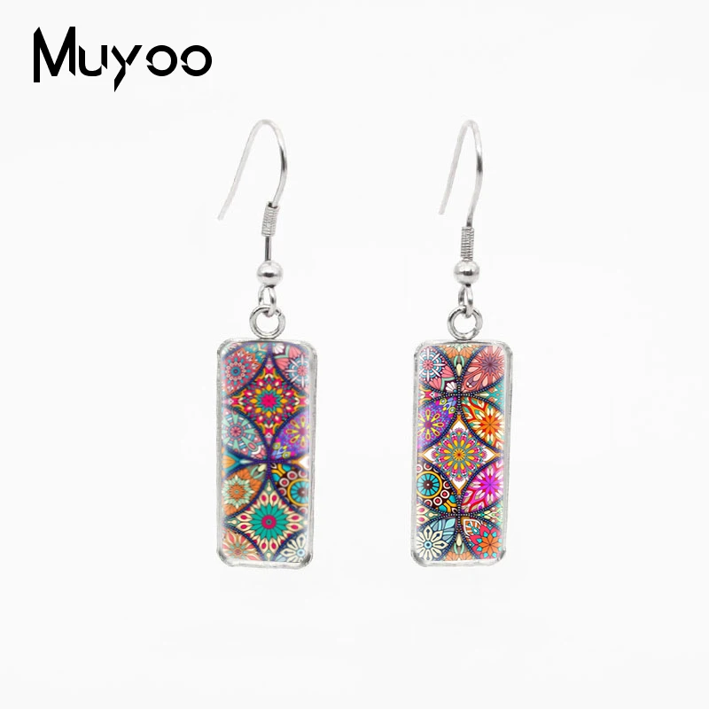 Красивые винтажные картины Мандала квадратный узор дизайн стеклянный кабошон