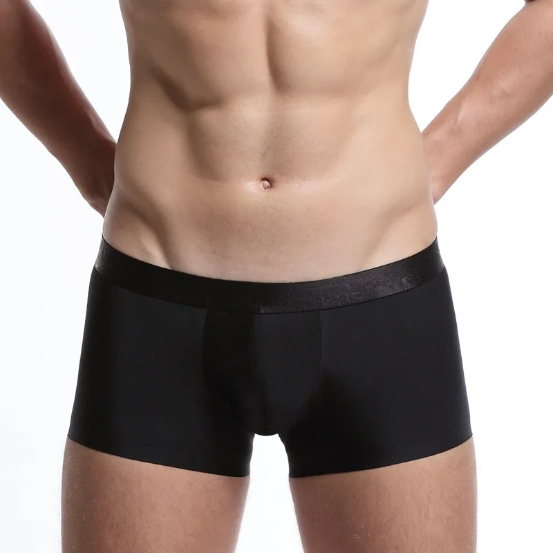 Трусы боксеры мужские из вискозы с U образным выпуклым мешочком|male panties|silk boxerssilk