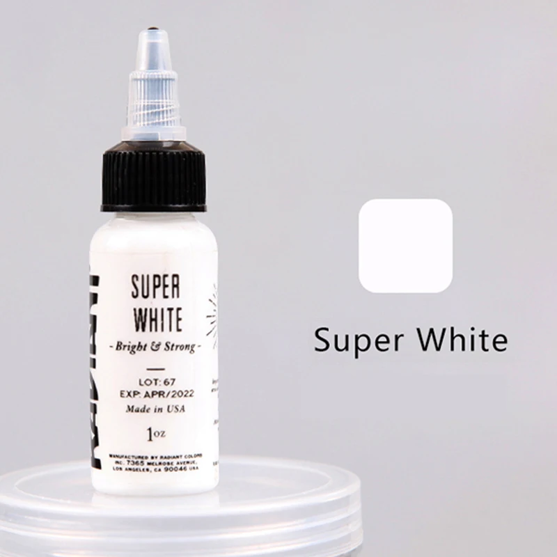Super White 30 мл Сияющие пигменты чернил для татуажа 1 флакон перманентного макияжа для бровей и губ боди-арт инструменты для татуировки 14 цветов поставка - Цвет: Super White