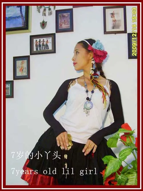 

Belly Dance Costume Modal Shrug Long Sleeves With Black Lace Top AR02 07