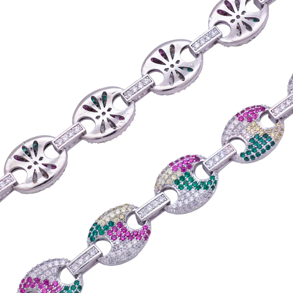 Микро с инкрустацией AAA фианиты Iced Out кофейные бобы пышные морские цепи браслеты для мужчин хип хоп Bling CZ браслеты мужские ювелирные изделия