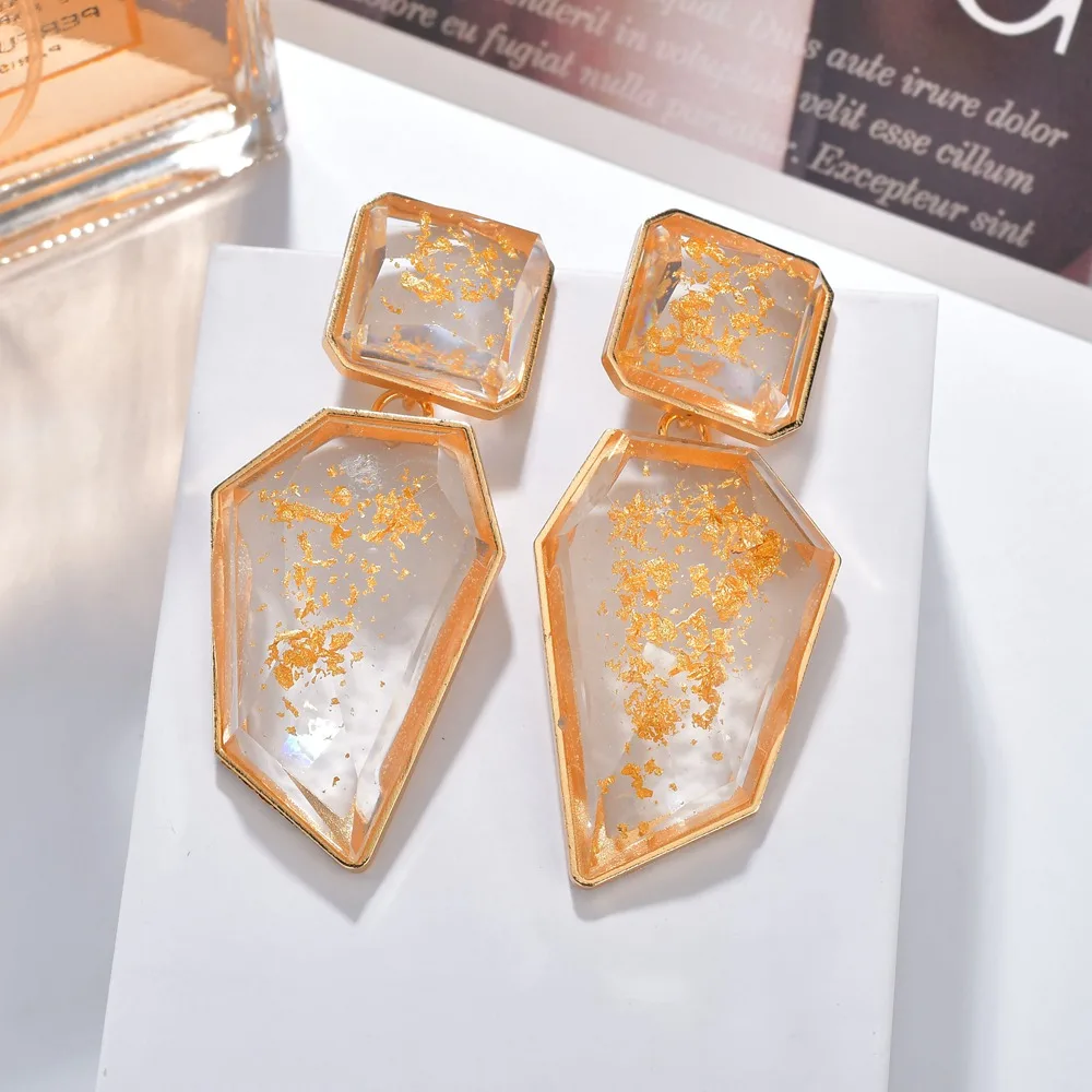 Женские Геометрические акриловые серьги MissCyCy эффектные из прозрачного камня