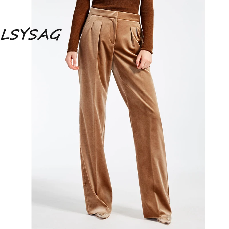 LSYSAG женская одежда брюки толстые широкие ноги бархат 2018 Зима Элегантность