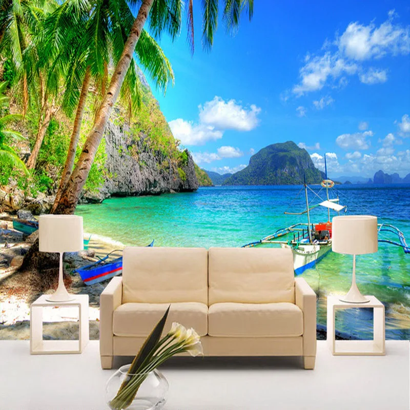 Обои для фотосъемки обои из нетканого материала 3D с изображением пальм пляжа